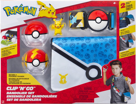 Jazwares pokémon - zestaw bandolierów - pikachu z poké ballem, bandolier z paskiem z motywem szybkiej piłki pikachu