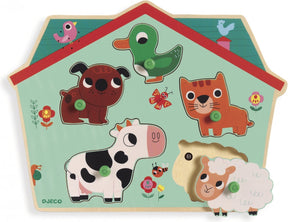 Puzzle dźwiękowe Djeco - Farma - 5 elementów
