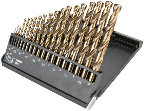 Seria Graphite - zestaw wierteł do metalu hss-co - 19 sztuk - 1,0-10,0 mm - 5% kobaltu