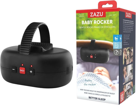 Zazu Robby the Rocker – automatyczny bujak do wózka z czujnikiem płaczu – 5 pozycji bujania – ładowanie przez USB-C – bryzgoszczelny IPX1 – czarny