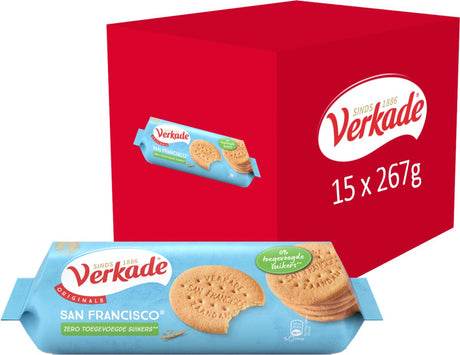 Verkade - ciasteczko - san francisco zero biscuits - 0% dodatku cukru - 15 x 267 gramów