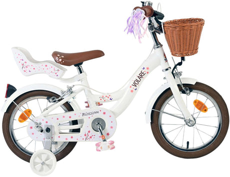 Rower dziecięcy Volare Blossom - dziewczęcy - 14 cali - biały - dwa hamulce ręczne