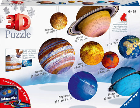 Ravensburger Układ Słoneczny 3D - puzzle 3D - 27 54 72 108 elementów