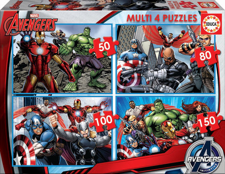 Educa - puzzle Marvel Avengers Multi 4 50-80-100-150 elementów