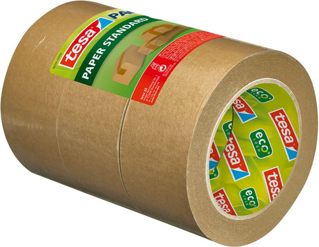 Papier standardowy Tesa Pack - papierowa taśma pakowa - 56% surowców odnawialnych - odrywana ręcznie - taśma pakowa do lekkich opakowań - brązowa - 3 rolki po 50 m x 50 mm każda