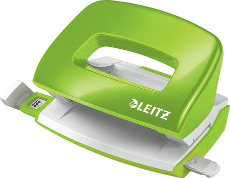 Mini dziurkacz Leitz wow - dziurkuje do 10 kartek - do teczek i segregatorów - idealny do domowego biura, domowego miejsca pracy - zielony