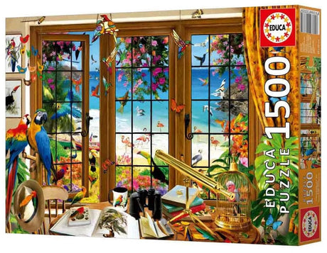 Educa puzzle dla obserwatorów ptaków okno 1500 elementów, puzzle kartonowe.
