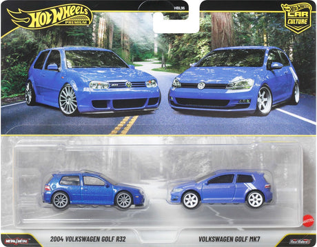 Zestaw 2 samochodów Hot Wheels Premium — Volkswagen Golf R32 i Volkswagen Golf MK7 z 2004 r