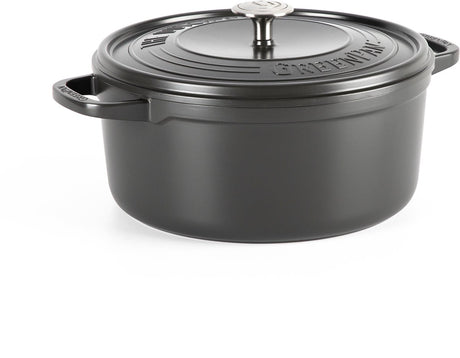 Patelnia Greenpan o wadze piórkowej 22cm - 3l - bez powłoki nieprzywierającej niezawierającej pfas - patelnia indukcyjna - można piec w piekarniku do 230°c - żeliwo emaliowane - z pokrywką - czarna
