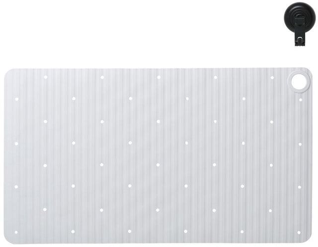 Sealskin ribb - antislip badmat 40x70 cm - wit - inclusief zwarte haak