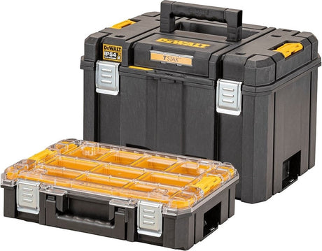 Dewalt tstak 2.0 - walizka narzędziowa - głęboka skrzynia + organizer - ip54 - z organizerem
