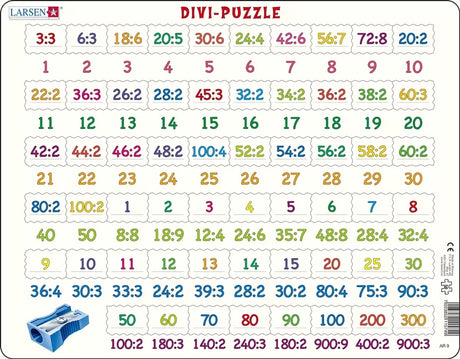 Części Larsena - puzzle - nauka liczenia - dzielenie się - puzzle edukacyjne dla dzieci - 58 elementów - wyprodukowane w Norwegii - bardzo grube elementy 2,5 mm - taca ze stałą krawędzią