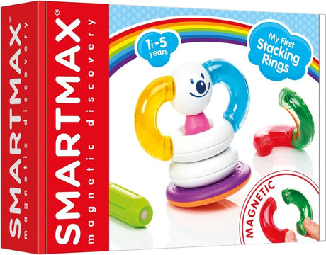 Smartmax moje pierwsze kółka do układania - magnetyczne pierścienie do układania - zestaw konstrukcyjny z dwustronną chwiejną podstawą - zabawki edukacyjne dla maluchów - od 1 roku życia