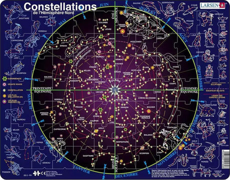 Konstelacje Larsena – puzzle – espace – étoiles et constellations – puzzle éducatif pour enfants – 70 elementów – fabriqué en norvège – kawałki dodatkowe épaisses de 2,5 mm – plateau ze stałą płytką