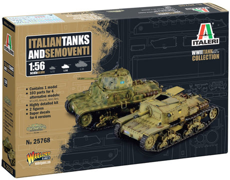Zestaw do budowania modeli samolotów Italeri - 25768 włoskich czołgów - Semoventi WWII - 1 czołg z 4 opcjami budowania z tworzywa sztucznego - 1:56 - modelarstwo
