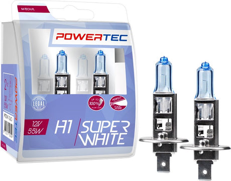 Żarówki halogenowe Powertec h1 12 V – superbiałe – zestaw 2 szt