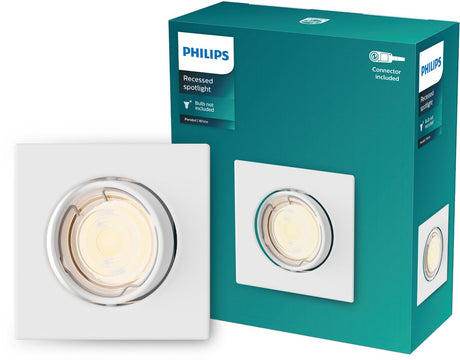 Philips peridot inbouwspot - gu10 fitting - wit - vierkant - richtbare spot