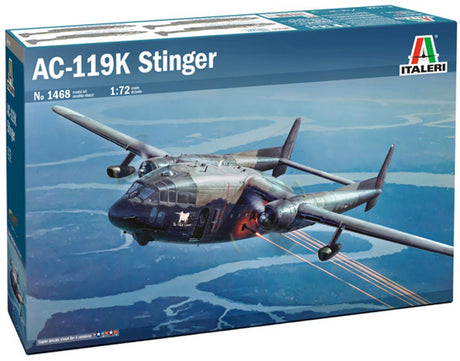 Zestaw modeli samolotów Italeri - 1468 AC-119K Stinger Plane z tworzywa sztucznego - 1:72 - modelarstwo