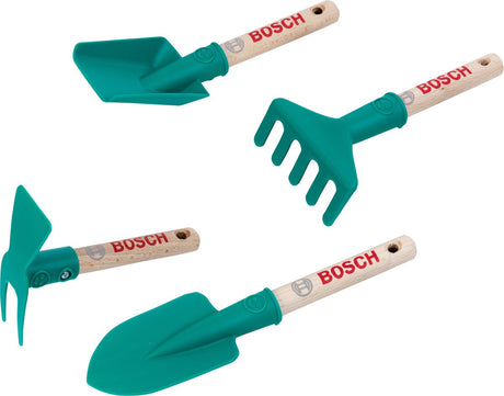 Klein Toys Bosch 4-częściowy zestaw narzędzi ogrodowych - w zestawie. drewniana rączka i oczko do zawieszania - zielono-czerwone
