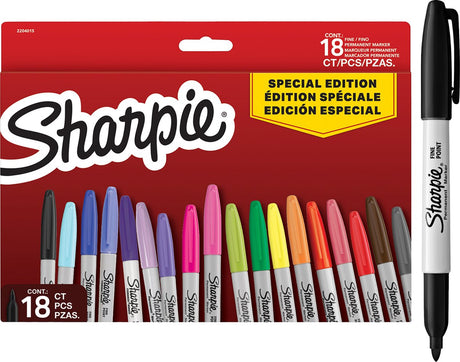 Zestaw markerów permanentnych Sharpie | edycja limitowana różne kolory | słuszna uwaga | 18 znaczników | zestaw z powrotem do szkoły
