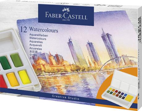 Akwarela Faber-castell - pudełko z patelniami - wyjmowana paleta - 36 kolorów - fc-169736