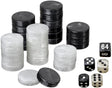 Philos backgammon speelstukken set medium 28 mm zwart wit