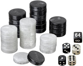 Philos backgammon speelstukken set medium 28 mm zwart wit