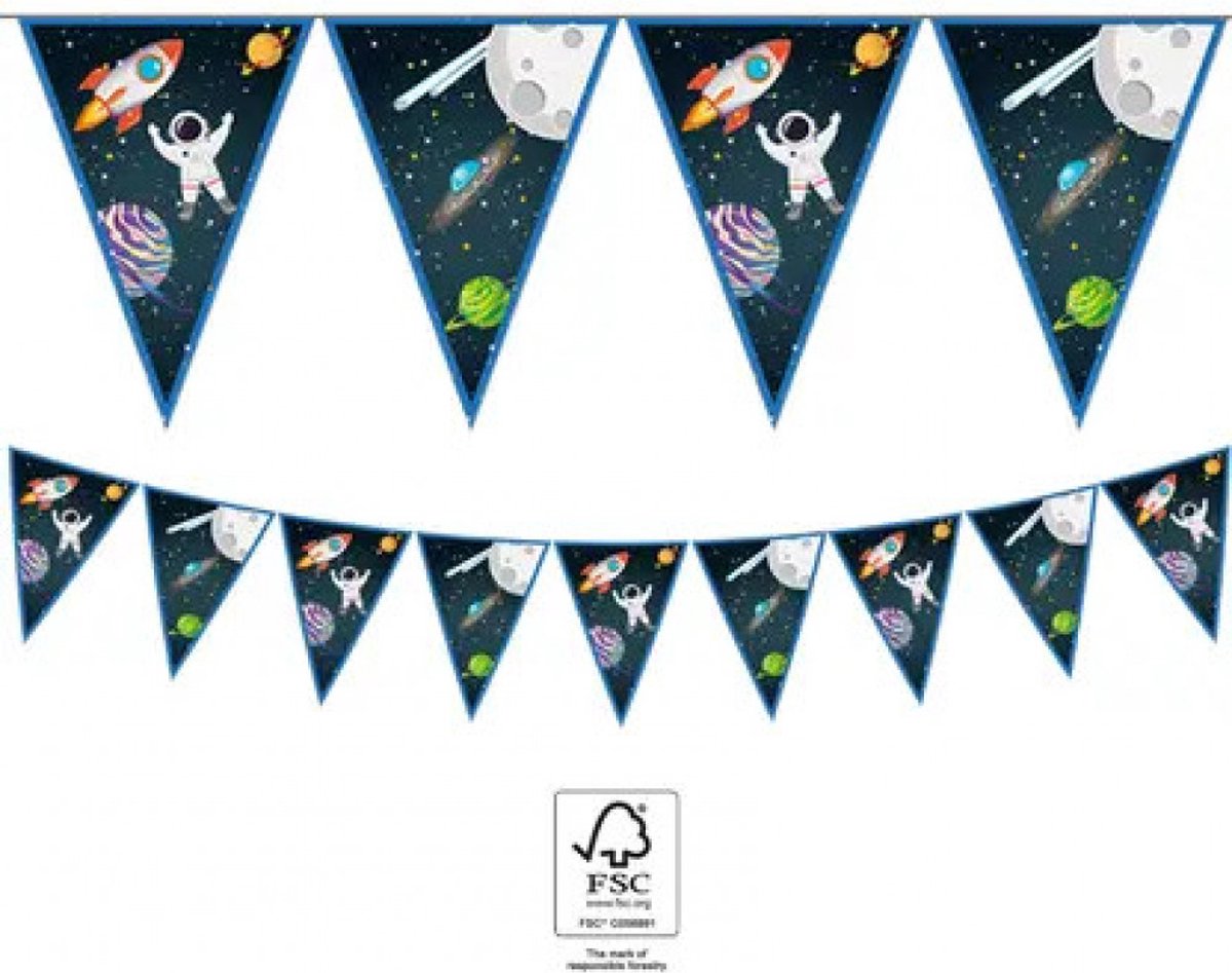 Linia papierowych flag Globos FSC rakieta kosmiczna, 3mtr.