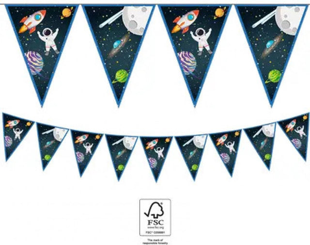 Linia papierowych flag Globos FSC rakieta kosmiczna, 3mtr.