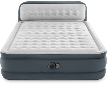 Ultra pluszowy materac dmuchany z zagłówkiem Intex Queen z wbudowaną pompką - 203x152x46cm