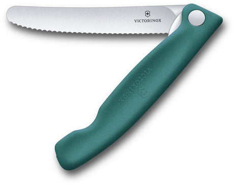 Klasyczny składany nóż do pomidorów Victorinox Swiss - 11cm - ząbkowany - zielony
