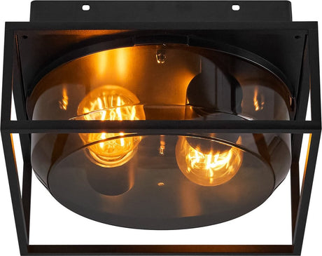 Lampa sufitowa Enzo | Griffin 2x e27 czarny smokey ip44 - 4803010