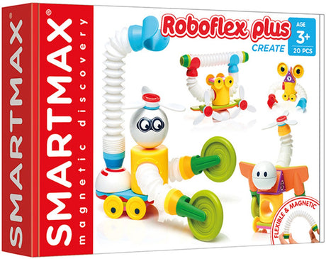 Smartmax roboflex plus - budowanie robotów magnetycznych - 20-częściowy zestaw do budowania z elastycznymi prętami - zabawki edukacyjne dla przedszkolaków - od 3 lat