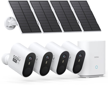 System kamer solarnych Aosu max - 4 kamery bezpieczeństwa - rozdzielczość 2k - energia słoneczna - bezprzewodowa - 32 GB