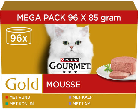 Gourmet Gold Mus - mokra karma dla kotów - królik wołowina cielęcina jagnięcina - 96 x 85 g