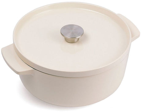 Patelnia Kitchenaid 26cm - żeliwo emaliowane - biel migdałowa - okrągła
