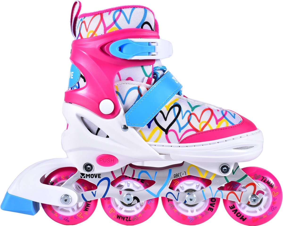 Rolki inline Move - love m 34-37 - biało-różowe - regulowany rozmiar od 34 do 37