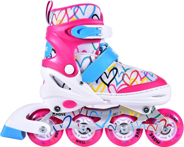 Rolki inline Move - love m 34-37 - biało-różowe - regulowany rozmiar od 34 do 37