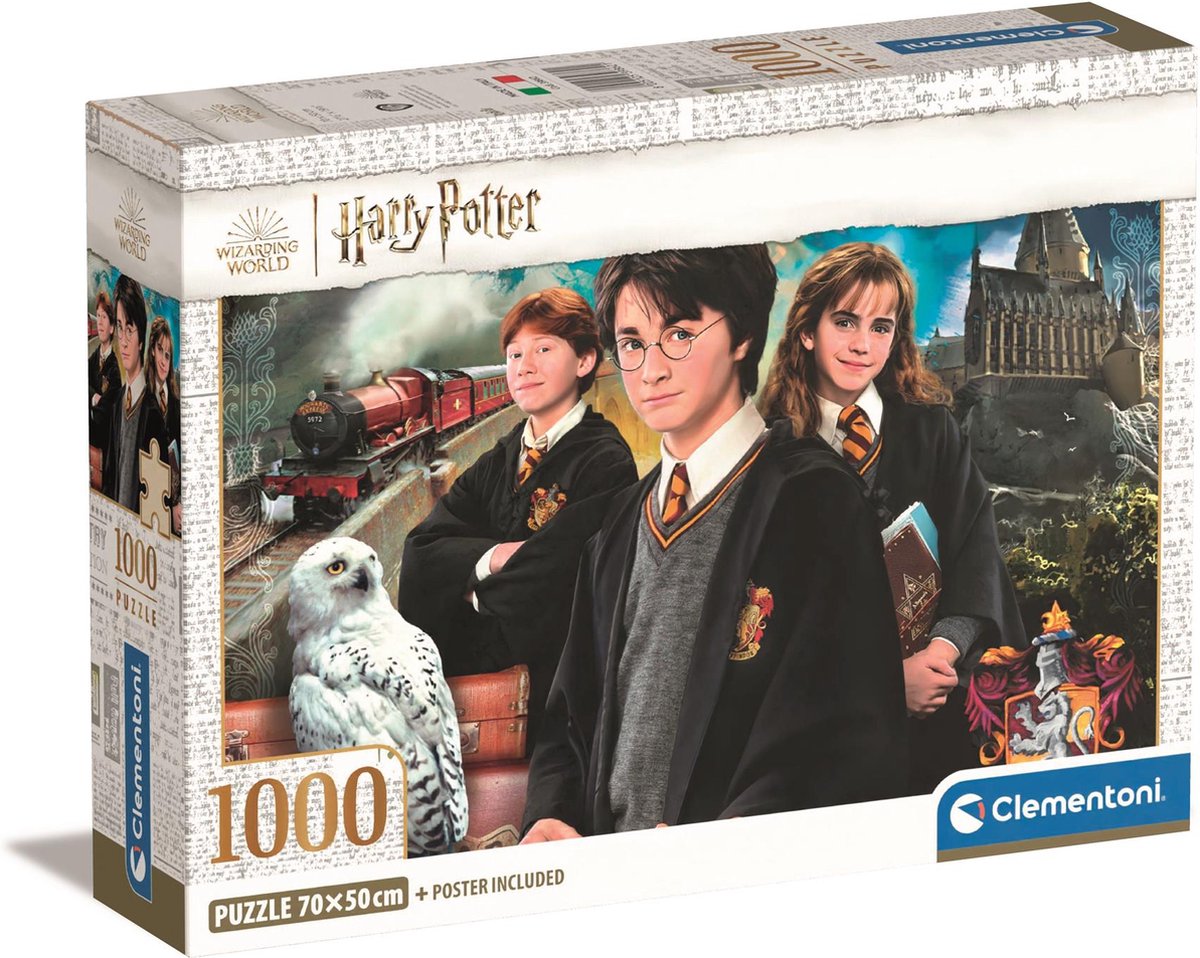 Clementoni - puzzle - 1000 elementów - pudełko kompaktowe Harry Potter - od 14 lat