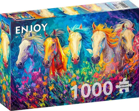 Ciesz się puzzlami jasnymi galopującymi 1000 sztuk zwierząt.