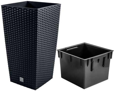 Kwadrat Prosperplast rato - doniczka - antracyt - elegancki kształt - wytrzymały materiał - 40x40x75 cm
