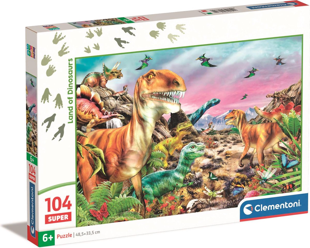 Clementoni Jigsaw Puzzle Super Color Land of Dinosaurs, 104st.