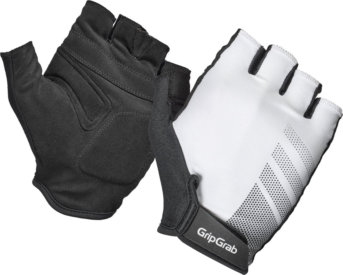 Gripgrab - letnie rękawiczki rowerowe ride rc lite z krótkimi palcami i wyściółką - białe - unisex - rozmiar l