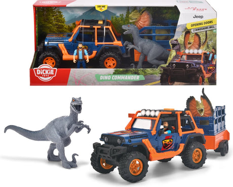 Jeep Dickie Dino z zestawem do zabawy z przyczepą