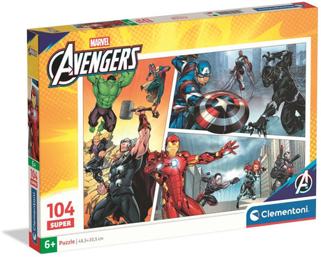 Puzzle dla dzieci Clementoni Marvel Avengers - puzzle 104 elementy - kolekcja supercolor - układanka dla Twojego dziecka - puzzle dla dzieci od 6 lat