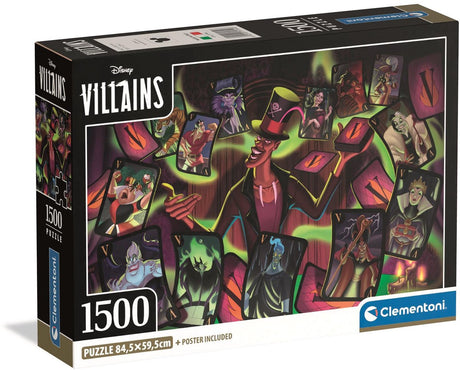Clementoni - puzzle - 1500 elementów - kompaktowe pudełko Disney złoczyńcy