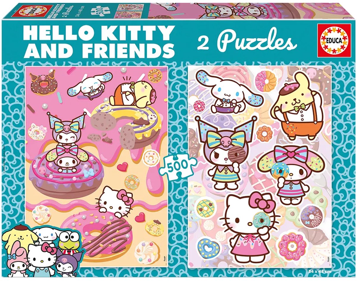Puzzle Hello Kitty Educa 2x500 elementów w kolorze różowym dla dzieci