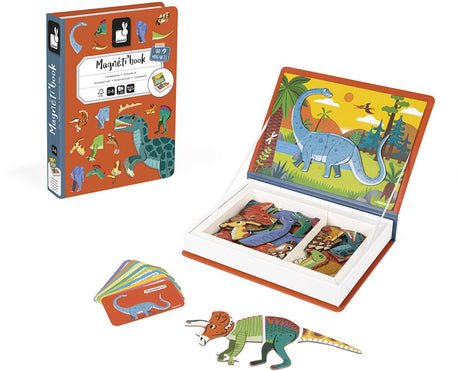 Janod - magnetibook - dinozaur - zestaw do zabawy w książeczkę magnetyczną