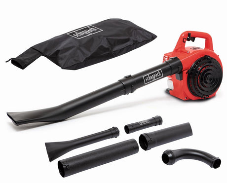 Spalinowa dmuchawa do liści Scheppach 3 w 1 lbh2600p - 25,4 cm3 - 700 W - 1,0 KM - odkurzacz do liści, dmuchawa do liści rozdrabnianie - prędkość nadmuchu 268 km h - 678 m3 h - worek zbierający 50 l