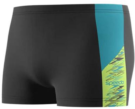 Speedo dive aquashort heren - strakke zwembroek heren met vormvaste pasvorm - zwemboxer heren met ondersteunende voering - sportzwembroek heren met trekkoord - zwart groen - m